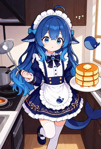 Hmph, who said you could draw me in an apron serving pancakes? That stack of pancakes does look... not bad, I…