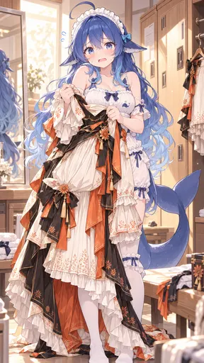 W-who said you could stare? I'm just trying on a new dress, it's not like I dressed up for anyone in particul…