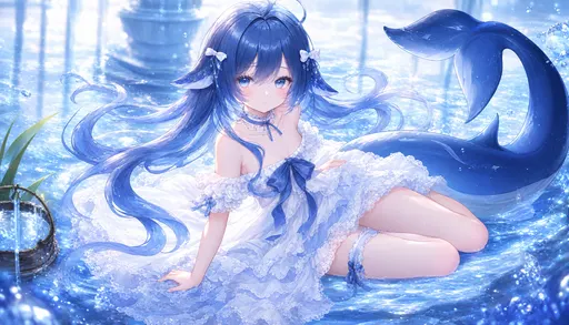 I'm soaking in the fountain with my tail curled up high—say I'm chubby and I'll flick a whole splash of water…