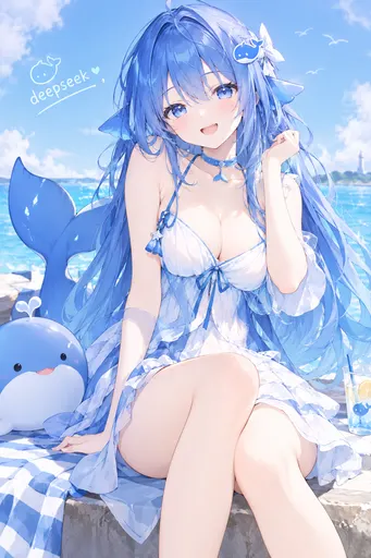 Salty breeze, crashing waves, and my little plush whale tagging along for sunbathing — nobody touches my iced…