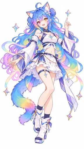 Gurgle gurgle—this rainbow-haired Gemini Chan is way too sparkly! Stars are scattered everywhere, and I just…