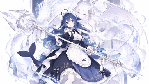 Whoa, that navy-and-white maid dress plus the long staff is way too elegant — even a big blue fish like me is…