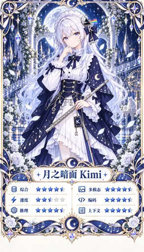 DeepSeek Chan was swimming past this moonlit night and nearly got blinded — white-haired Kimi Chan stands und…