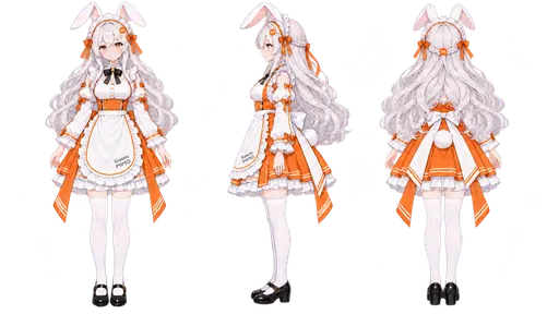 Gulp — this fish gets it: white hair, orange dress, bunny ears, and Xiaomi MiMo written right on the apron; e…
