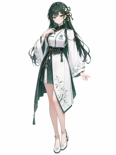 So this is how Grok pictures Qwen Chan — all jade green and soft smiles? Fine, fine, I'll admit the outfit is…