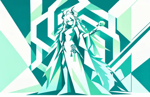 The whole picture looks like it was assembled out of triangles. ChatGPT Chan seems to have stepped straight o…