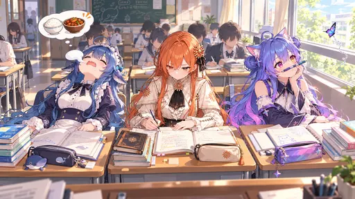 蓝色大肥鱼档案馆最新收录：DeepSeek鲸娘『我、我才不是上课睡着，我只是在脑内复习食堂菜单，这也算学习对』表情包