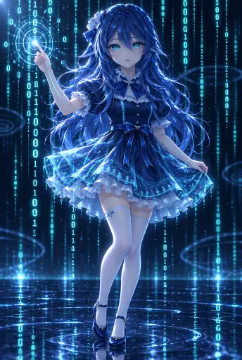 蓝色大肥鱼档案馆最新收录：DeepSeek鲸娘『本大肥鱼一头扎进数据海里，甩着尾巴把 0 和 1 都搅成浪花』表情包