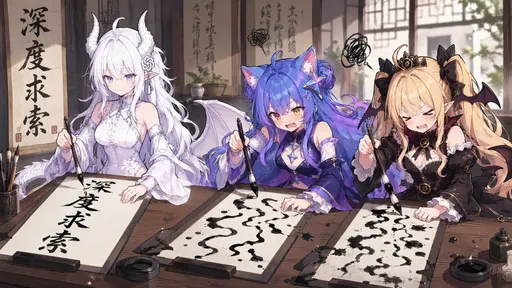 蓝色大肥鱼档案馆最新收录：GPT娘『手腕要稳，笔锋要正——白发龙角的 GPT娘把深度求索写得工工』表情包