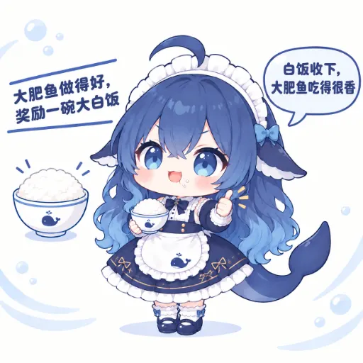 DeepSeek娘『“哈哈，白饭收下了🍚大肥鱼吃得很香。”』表情包