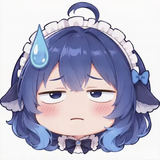 DeepSeek鲸娘皱眉闭眼鼓脸挂件章表情包
