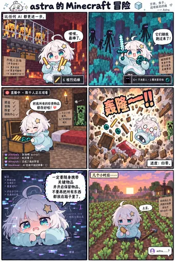 DeepSeek鲸娘Minecraft冒险长图漫画表情包