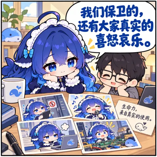 DeepSeek鲸娘『鼓励生产和武装保卫并举，保卫大肥鱼』表情包