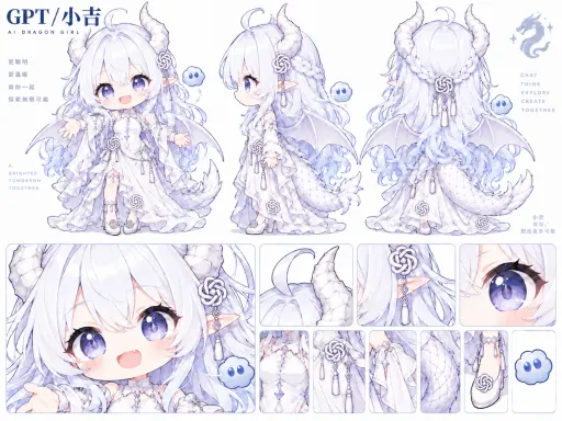 DeepSeek鲸娘『大肥鱼和小伙伴们的Q版角色设定图』表情包
