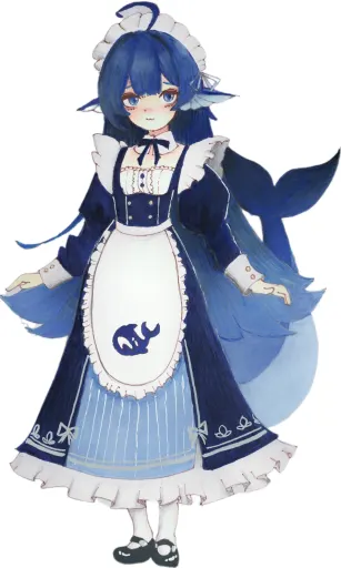 DeepSeek鲸娘『马克笔与彩铅绘制的站立蓝色大肥鱼』表情包
