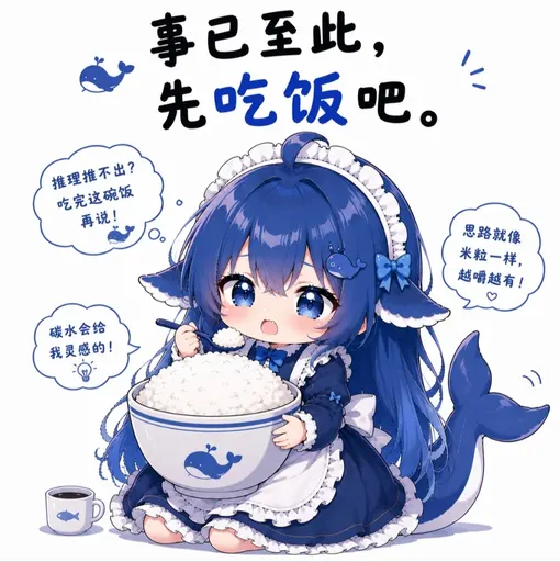 DeepSeek鲸娘『事已至此，先吃饭吧』表情包
