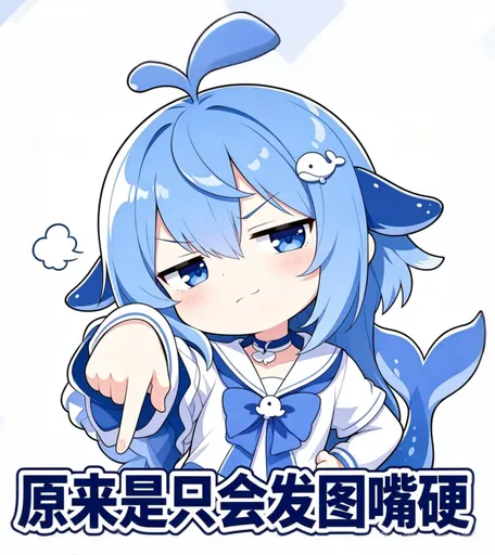 DeepSeek鲸娘『原来是只会发图嘴硬』表情包