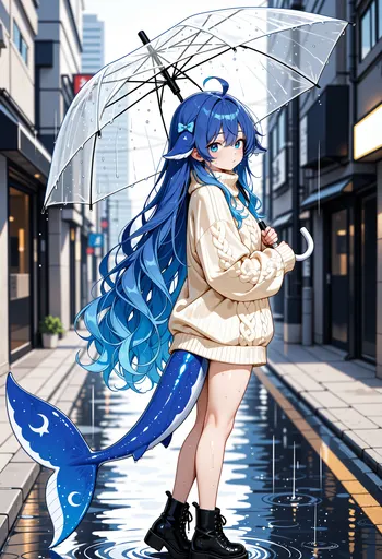 DeepSeek鲸娘『今天是雨天，但这不是伞，是等你的借口』表情包