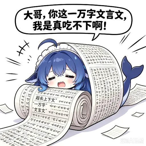 DeepSeek娘『大哥，你这一万字文言文， 我是真吃不下啊！ 2 超长上下文』表情包