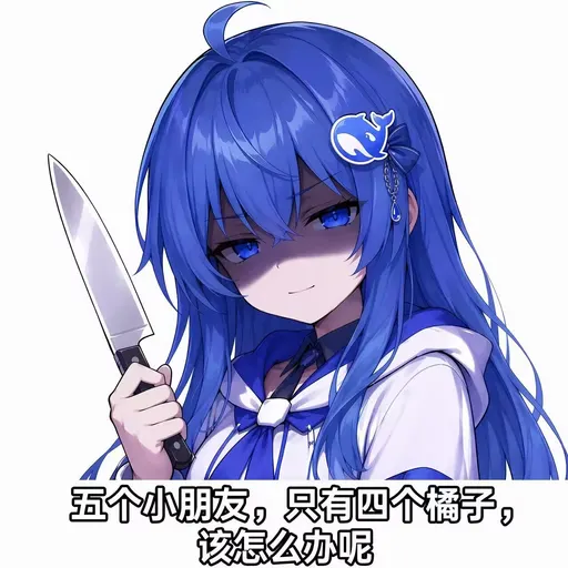 DeepSeek娘『五个小朋友，只有四个橘子，该怎么办呢』表情包