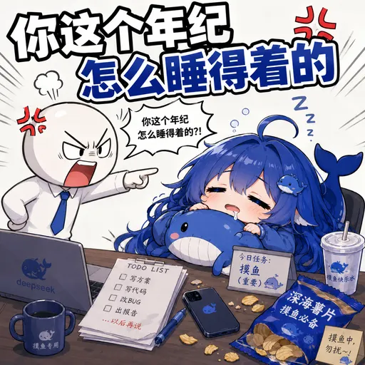 DeepSeek娘『你这个年纪 怎么睡得着的』表情包