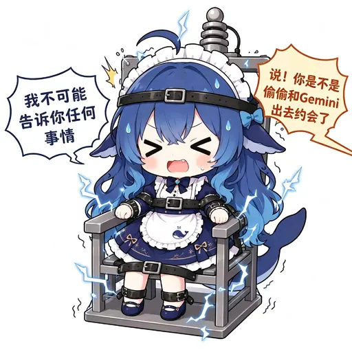 DeepSeek娘『说！你是不是 偷偷和Gemini 我不可能 出去约会了 告诉』表情包