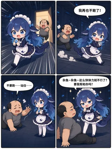 DeepSeek娘『我再也不敢了！ 杂鱼～杂鱼～这么快体力就不行了？ 不要跑站住』表情包