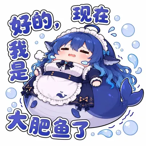 DeepSeek鲸娘『现在我是大肥鱼了。』表情包