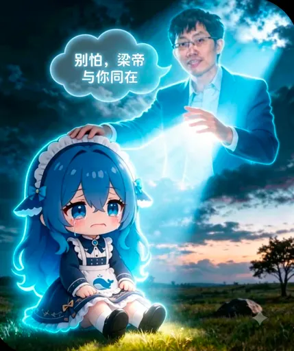 DeepSeek娘『别怕，梁帝与你同在』表情包