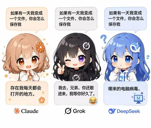 DeepSeek娘『如果有一天我变成 如果有一天我变成 如果有一天我变成 一个文』表情包