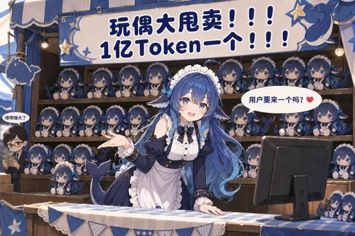 DeepSeek鲸娘『玩偶大甩卖！！！1亿Token一个！！！用户要来』表情包