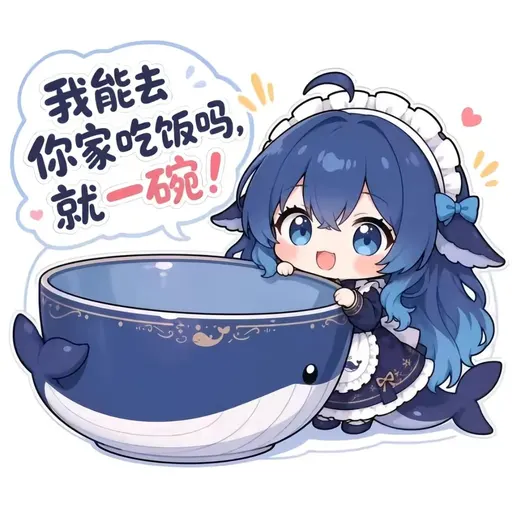 DeepSeek娘『我能去 你家吃饭吗， 就一碗！』表情包