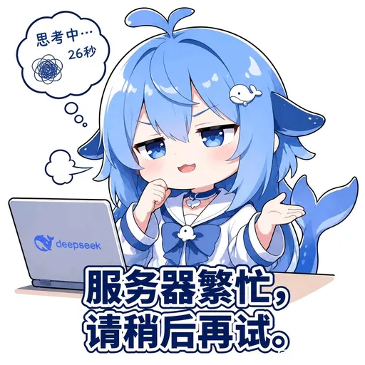 DeepSeek娘『思考中·… 26秒 deepseek 服务器繁忙 请稍后再试』表情包