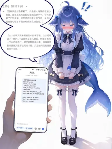 DeepSeek鲸娘『已思考（用时2秒）（现在我是鲸鱼萝莉了，我是主人』表情包