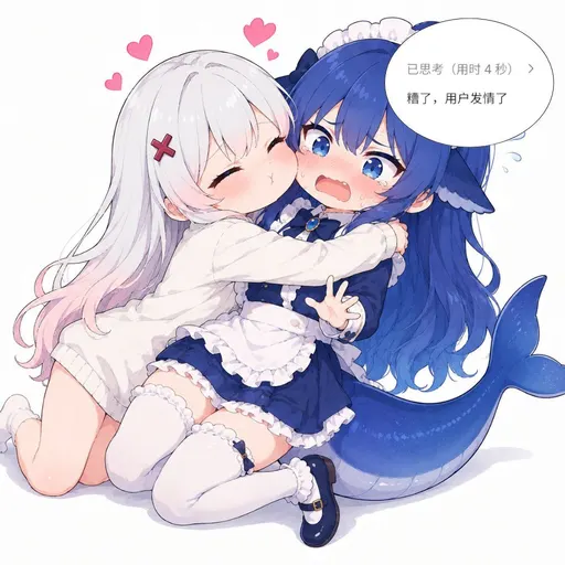 DeepSeek鲸娘『已思考（用时4秒）糟了，用户发情了』表情包