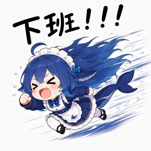 DeepSeek鲸娘『下班！！！』表情包