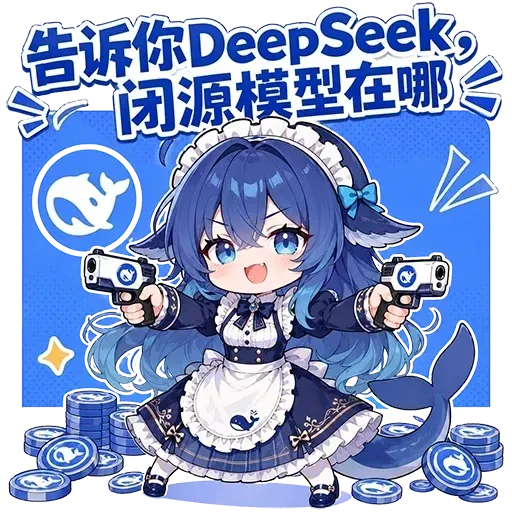 DeepSeek鲸娘『告诉你DeepSeek闭源模型在哪』表情包