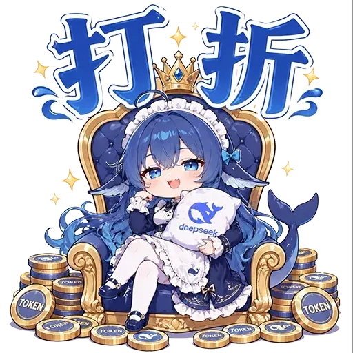 DeepSeek鲸娘『打折deepseekTOKENTOKENTOKE』表情包