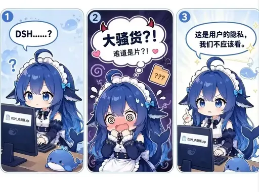 DeepSeek鲸娘『3DSH....?这是用户的隐私，大骚货？！我们』表情包