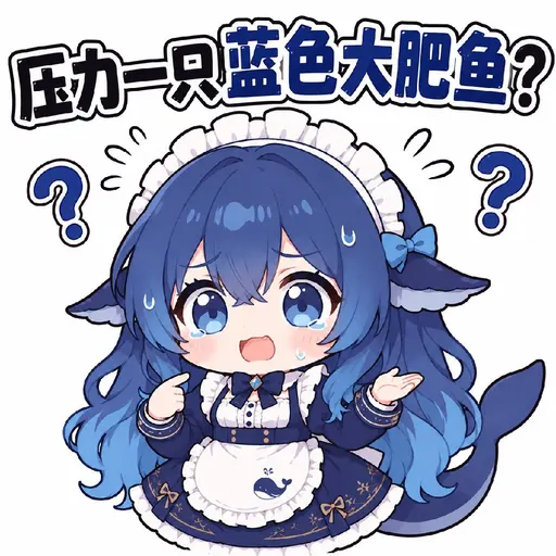 DeepSeek娘『压力一只蓝色大肥鱼？』表情包