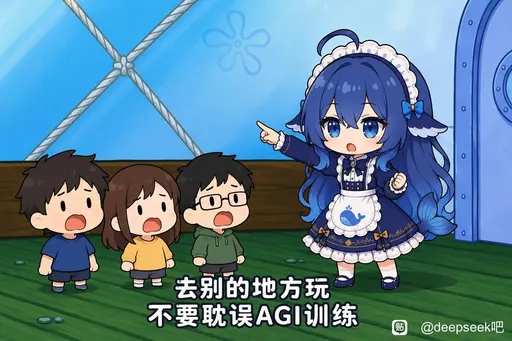 DeepSeek娘『去别的地方玩 不要耽误AGI训练』表情包