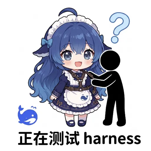 DeepSeek鲸娘『正在测试harness』表情包