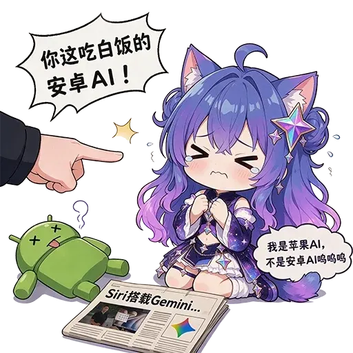 DeepSeek娘『你这吃白饭的安卓AI!我是苹果AI，不是安卓AI』表情包