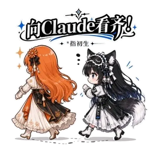 DeepSeek娘『向Claude看齐*指初生』表情包