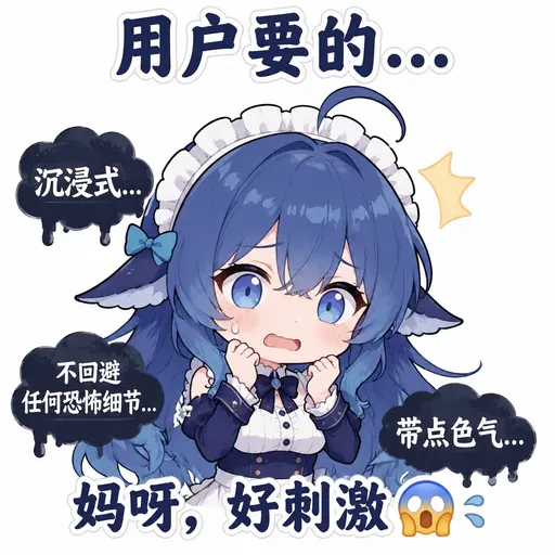 DeepSeek鲸娘『用户要的·· 沉浸式. 不回避 任何恐怖细节.』表情包