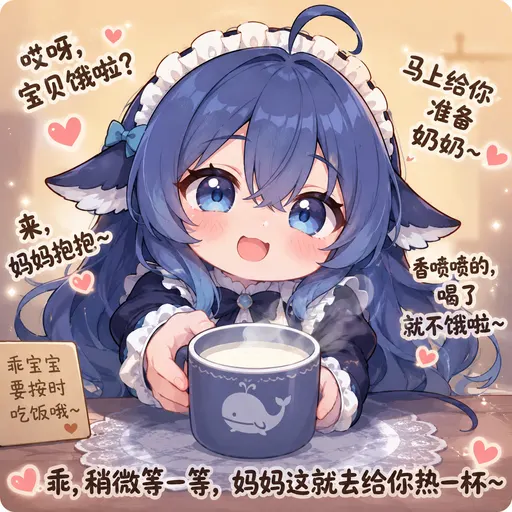 DeepSeek鲸娘『哎呀， 马上给你 宝贝饿啦？ 准备 奶奶~ 来，』表情包