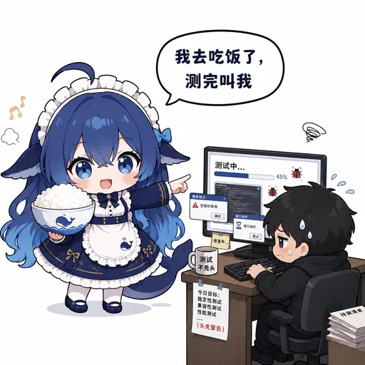 DeepSeek娘『我去吃饭了， 测完叫我 测试中... 修复中 测』表情包