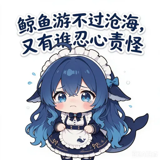DeepSeek鲸娘『鲸鱼游不过沧海，又有谁忍心责怪豆包AI生成』表情包