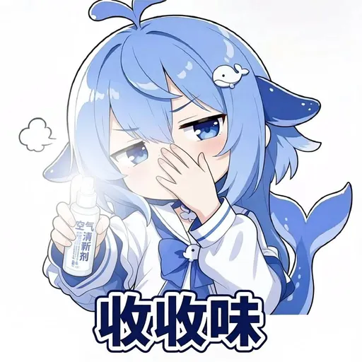 DeepSeek鲸娘『气清新剂收收味』表情包