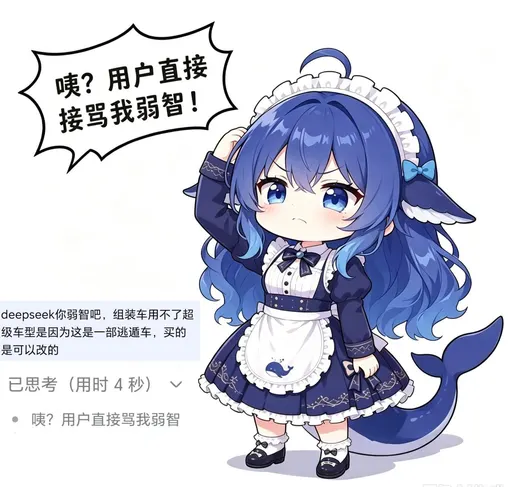 DeepSeek鲸娘『咦？用户直接接骂我弱智！deepseek你弱智吧』表情包